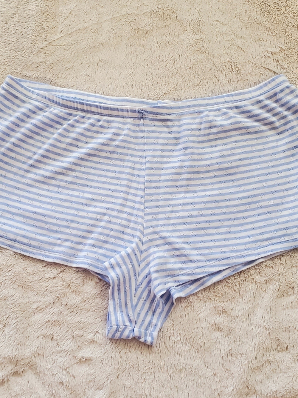 Victoria's Secret Light Blue & White Striped Cotton Boyshort Pajamas Size XXL
